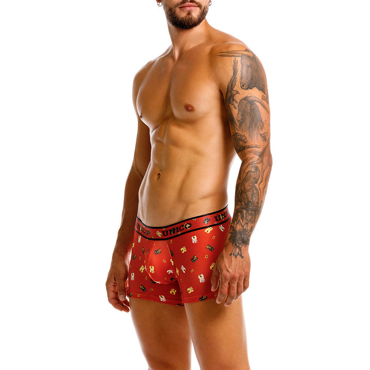 MUNDO ÚNICO "Maneki" Red Printed Short Boxer Briefs (BOXER CORTO MANEKI ROJO)