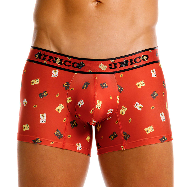MUNDO ÚNICO "Maneki" Red Printed Short Boxer Briefs (BOXER CORTO MANEKI ROJO)