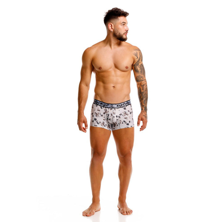 Mundo Unico Men's Short Boxer Briefs - Motocross Grey Microfiber Print