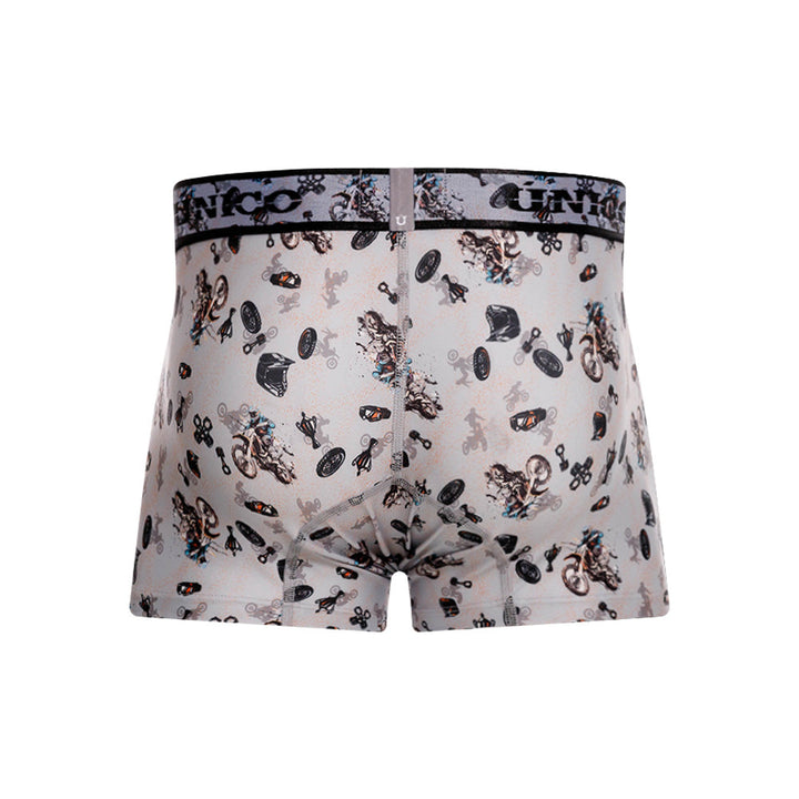Mundo Unico Men's Short Boxer Briefs - Motocross Grey Microfiber Print