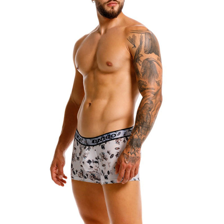 Mundo Unico Men's Short Boxer Briefs - Motocross Grey Microfiber Print