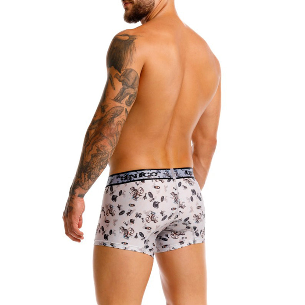 Mundo Unico Men's Short Boxer Briefs - Motocross Grey Microfiber Print