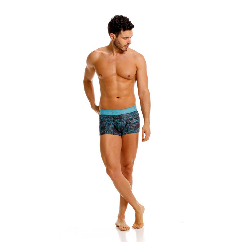MUNDO ÚNICO "Olas" Blue Printed Short Boxer Briefs (BOXER CORTO OLAS AZUL)