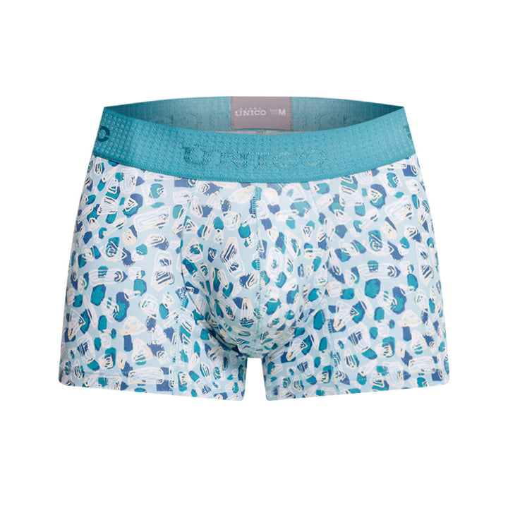 Mundo Unico Men's Cotton Short Boxer Briefs - Blue Oval Print Trunk