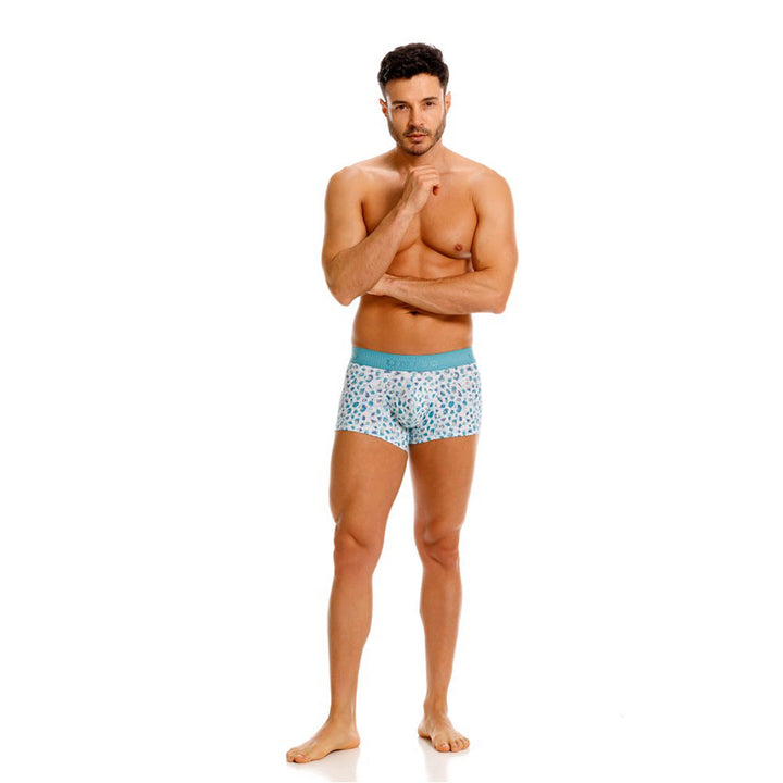 Mundo Unico Men's Cotton Short Boxer Briefs - Blue Oval Print Trunk