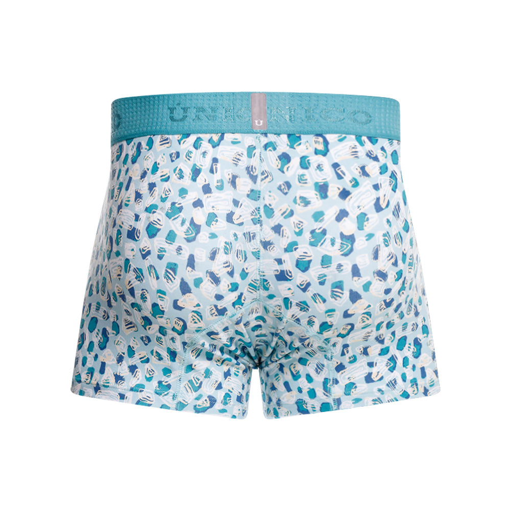 Mundo Unico Men's Cotton Short Boxer Briefs - Blue Oval Print Trunk