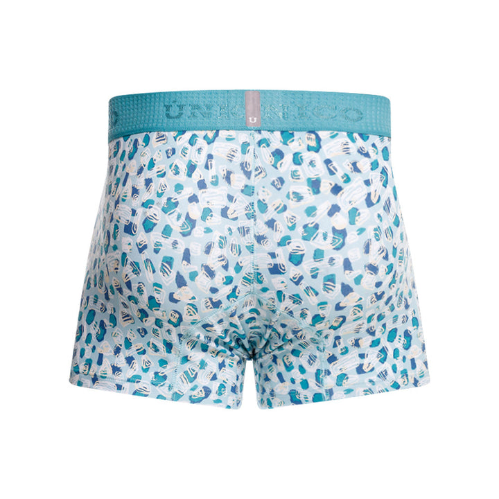 Mundo Unico Men's Cotton Short Boxer Briefs - Blue Oval Print Trunk
