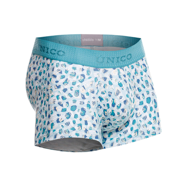 Mundo Unico Men's Cotton Short Boxer Briefs - Blue Oval Print Trunk