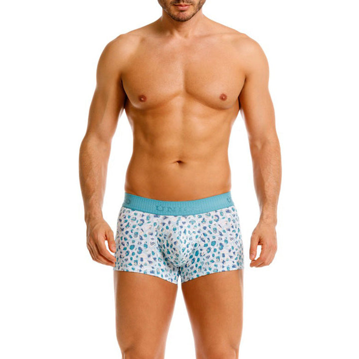 Mundo Unico Men's Cotton Short Boxer Briefs - Blue Oval Print Trunk