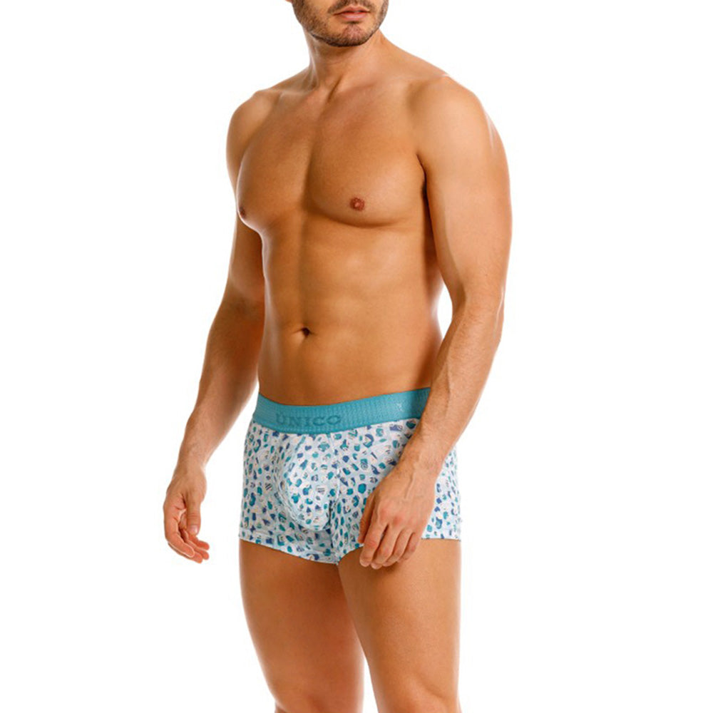 Mundo Unico Men's Cotton Short Boxer Briefs - Blue Oval Print Trunk