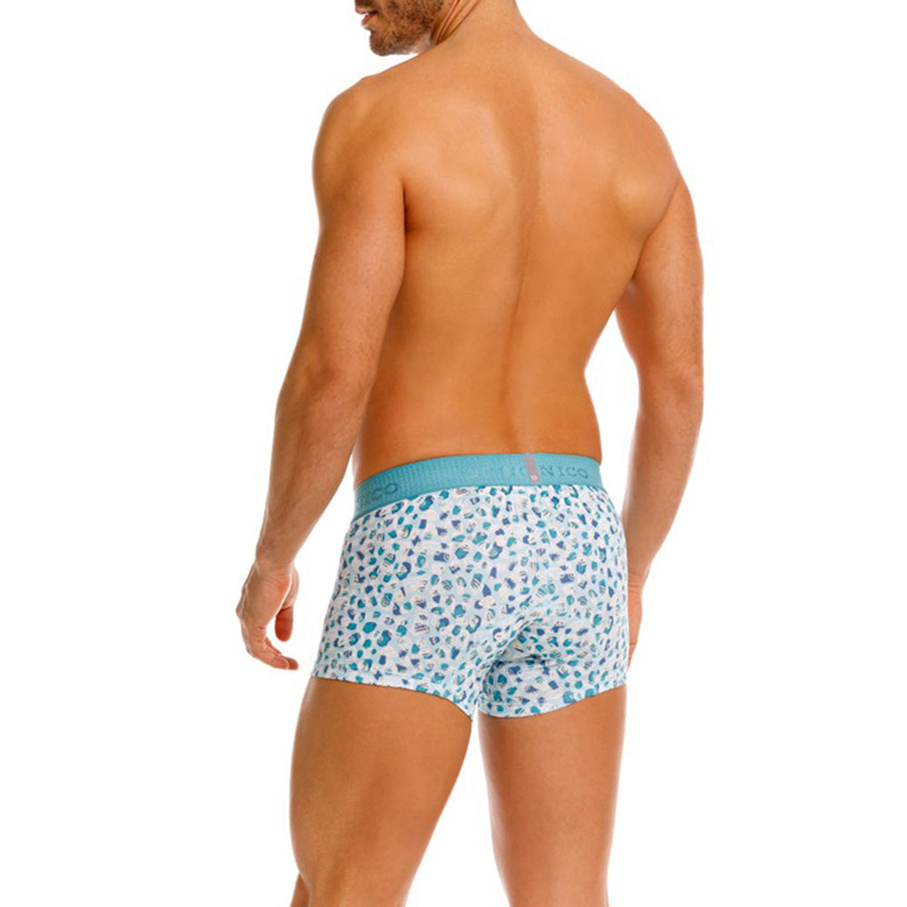 Mundo Unico Men's Cotton Short Boxer Briefs - Blue Oval Print Trunk