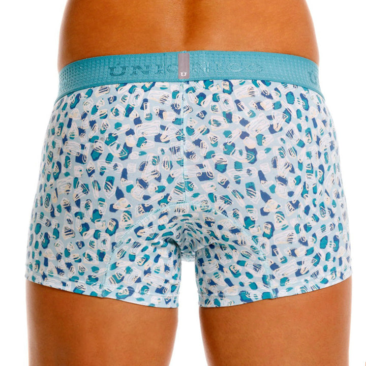 Mundo Unico Men's Cotton Short Boxer Briefs - Blue Oval Print Trunk