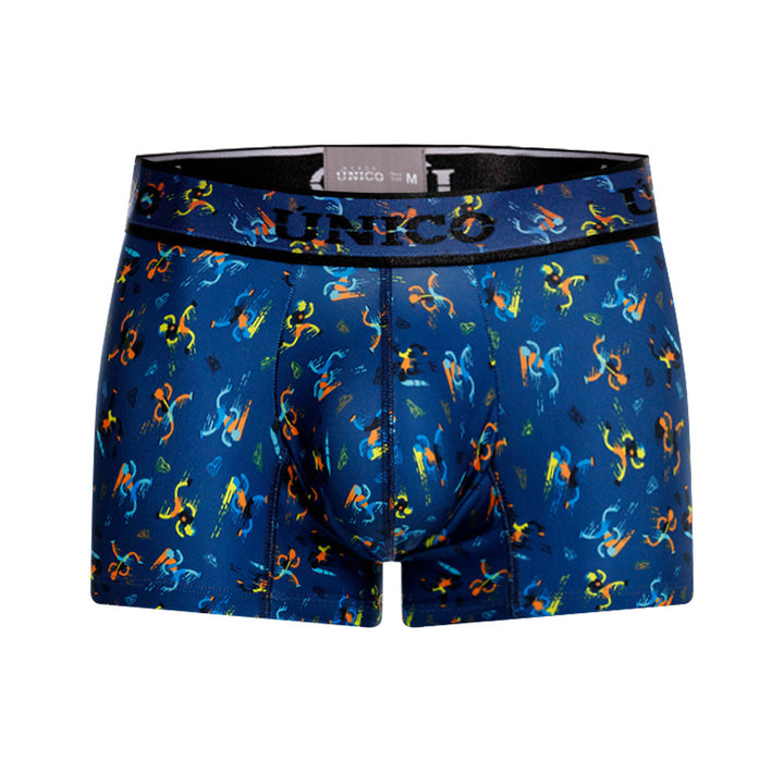 Mundo Único Blue Pacer Trunks | Short Microfiber Boxer w/ Runner Print & Urologist-Approved Pouch