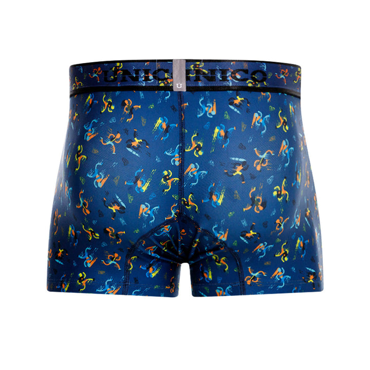 Mundo Único Blue Pacer Trunks | Short Microfiber Boxer w/ Runner Print & Urologist-Approved Pouch