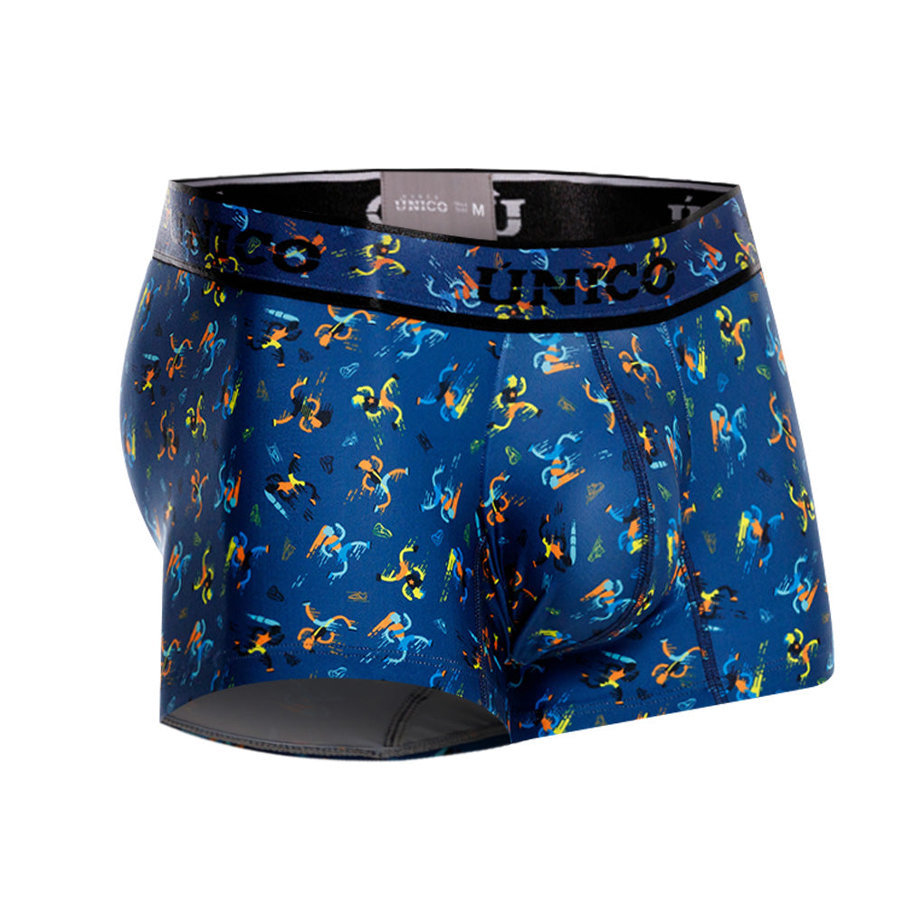 Mundo Único Blue Pacer Trunks | Short Microfiber Boxer w/ Runner Print & Urologist-Approved Pouch