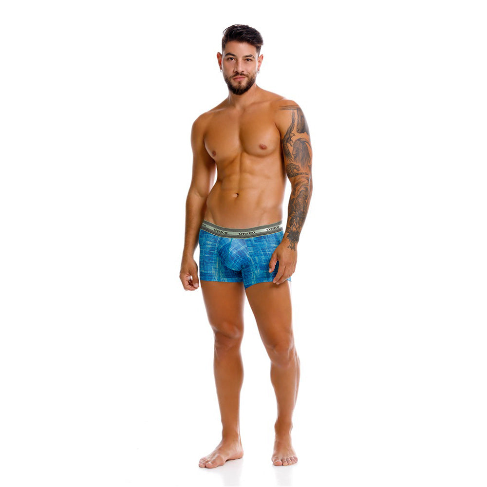 Mundo Unico men's green printed microfiber short boxer Recamado – back view