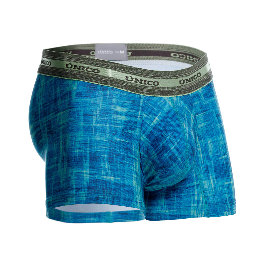 Mundo Unico men's green printed microfiber short boxer Recamado – detail view
