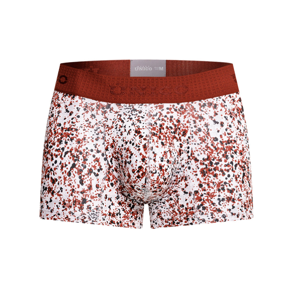 Mundo Unico Men's Cotton Short Boxer Briefs - Burgundy Salpique Print
