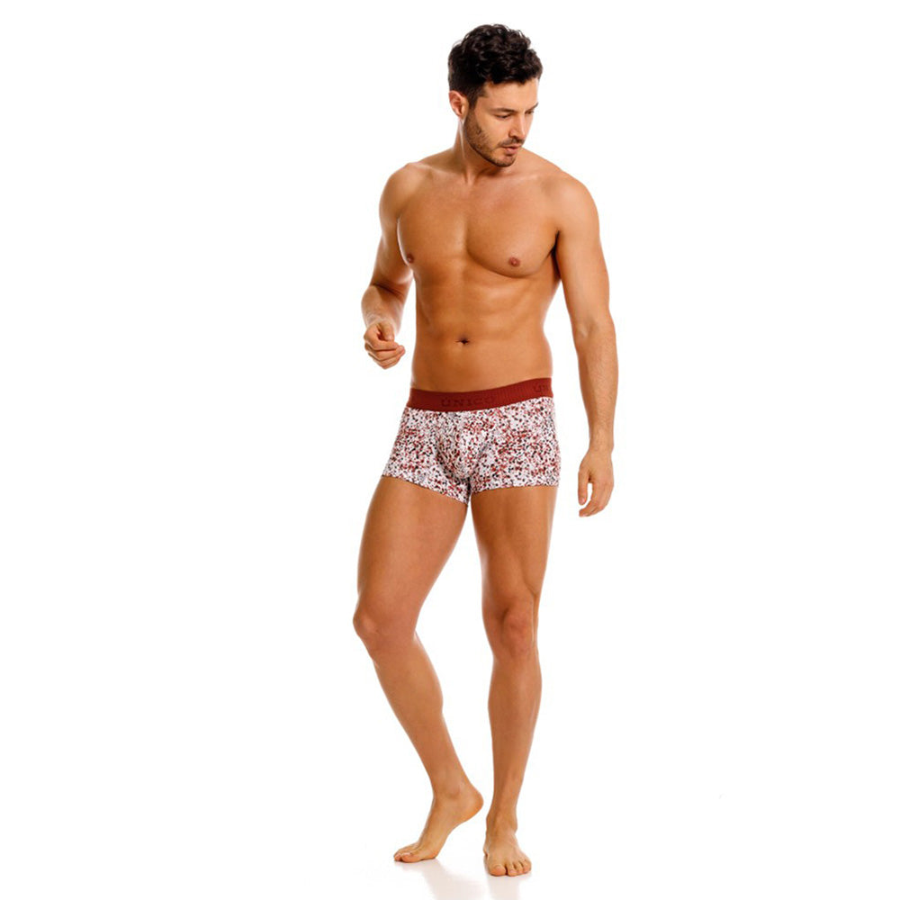 Mundo Unico Men's Cotton Short Boxer Briefs - Burgundy Salpique Print