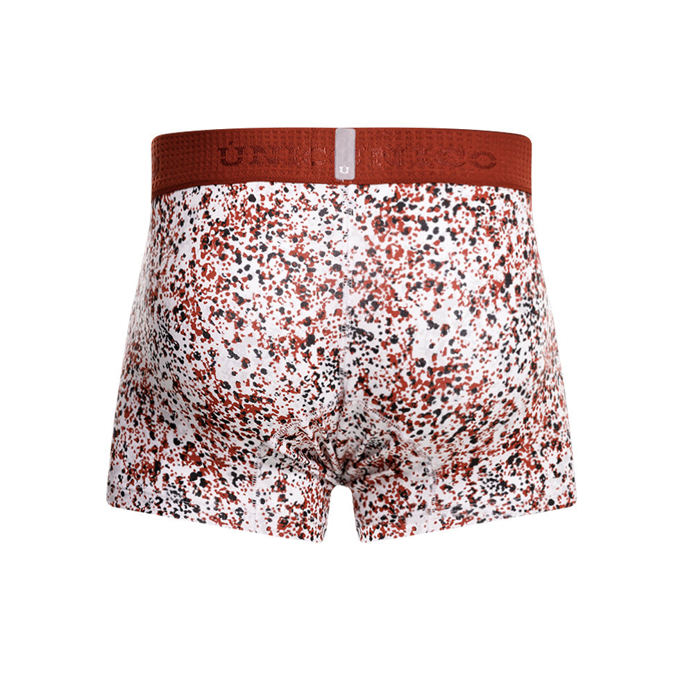 Mundo Unico Men's Cotton Short Boxer Briefs - Burgundy Salpique Print
