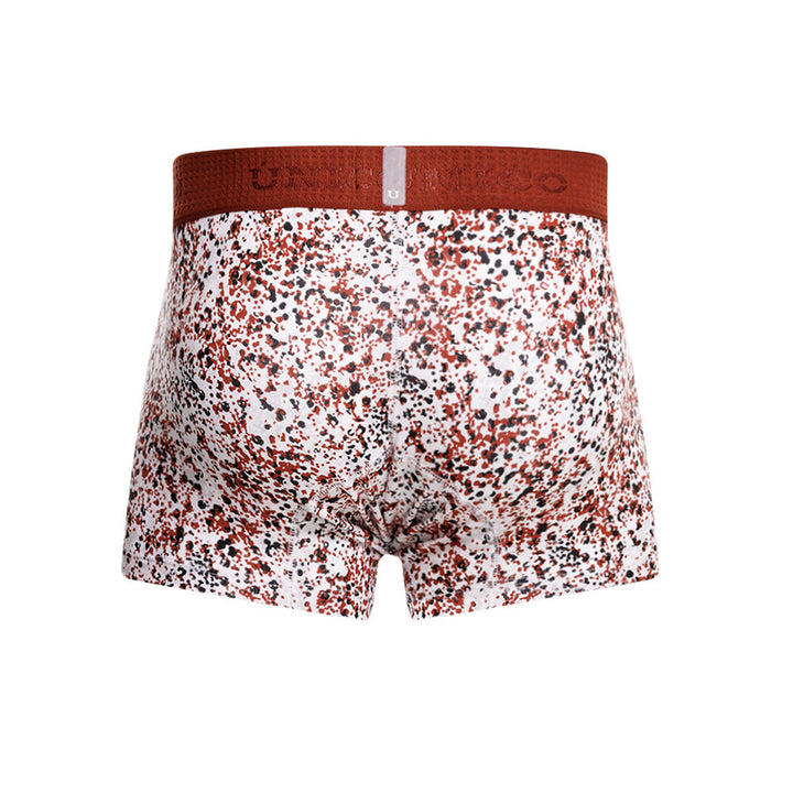 Mundo Unico Men's Cotton Short Boxer Briefs - Burgundy Salpique Print