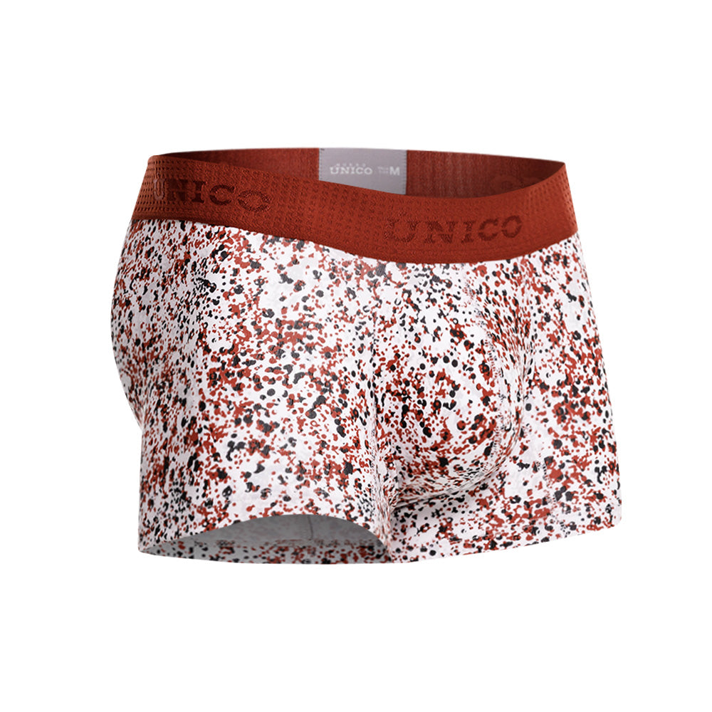 Mundo Unico Men's Cotton Short Boxer Briefs - Burgundy Salpique Print