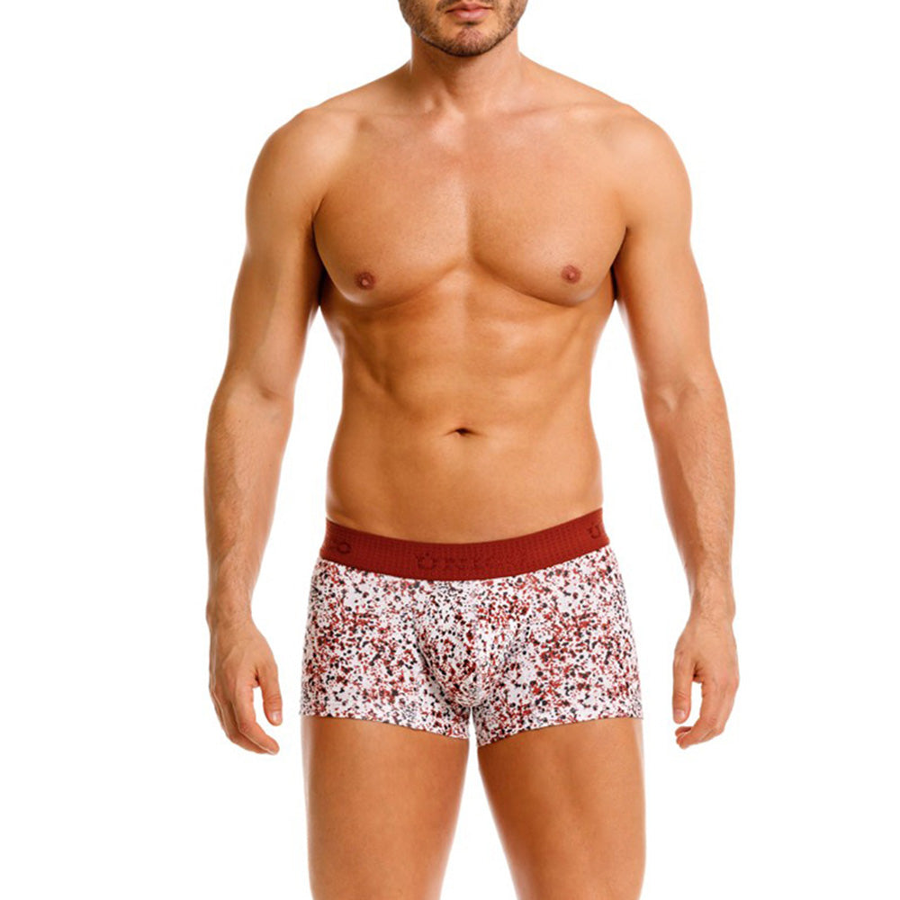 Mundo Unico Men's Cotton Short Boxer Briefs - Burgundy Salpique Print