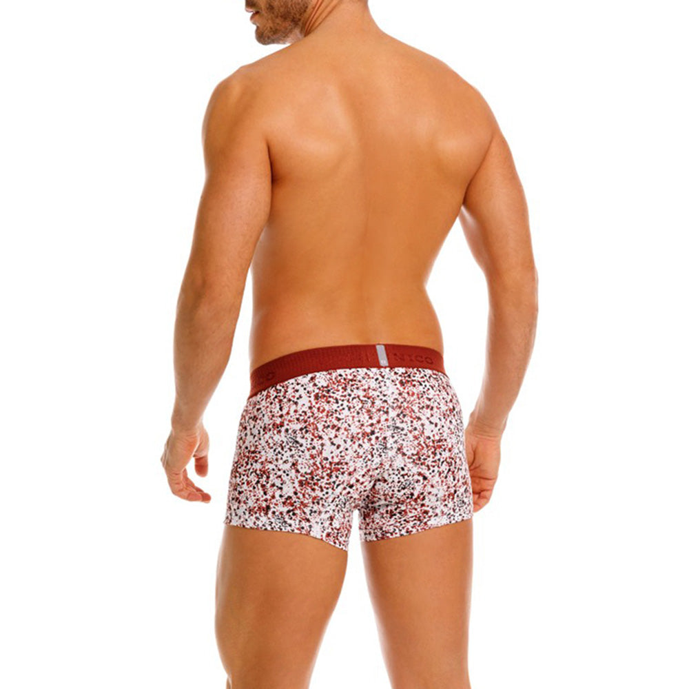 Mundo Unico Men's Cotton Short Boxer Briefs - Burgundy Salpique Print