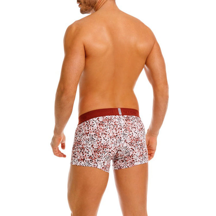 Mundo Unico Men's Cotton Short Boxer Briefs - Burgundy Salpique Print