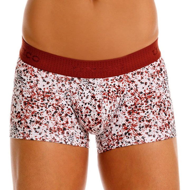 Mundo Unico Men's Cotton Short Boxer Briefs - Burgundy Salpique Print