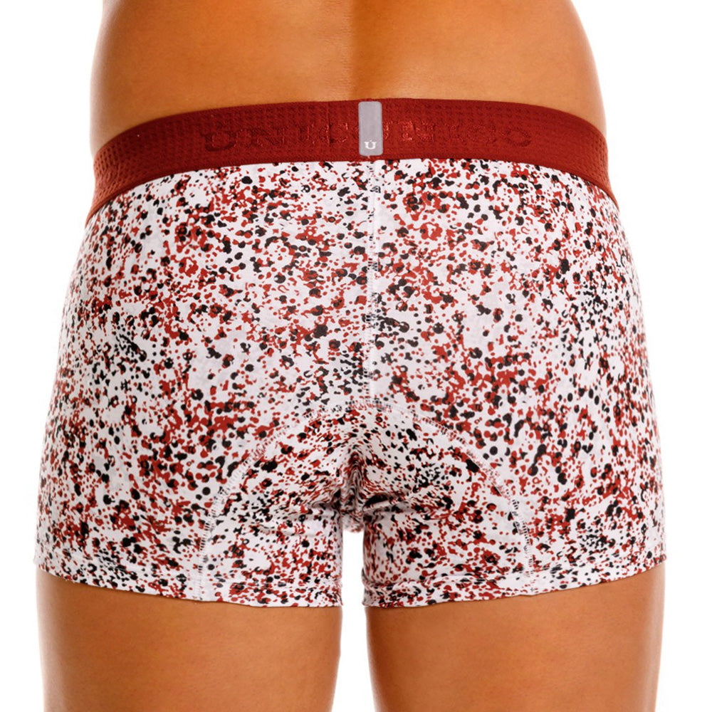 Mundo Unico Men's Cotton Short Boxer Briefs - Burgundy Salpique Print