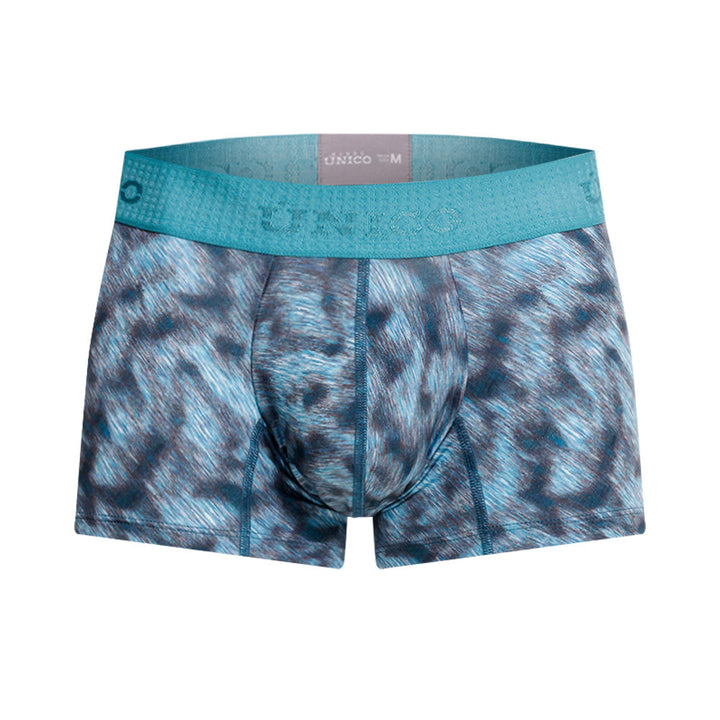 MUNDO ÚNICO Blue Diagonally Printed Short Boxer Briefs (BOXER CORTO SESGADO AZUL)