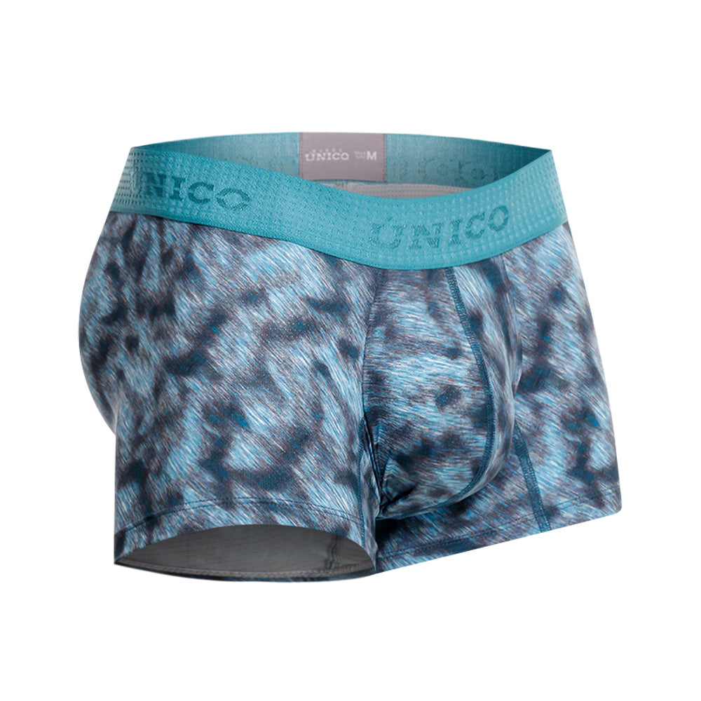 MUNDO ÚNICO Blue Diagonally Printed Short Boxer Briefs (BOXER CORTO SESGADO AZUL)