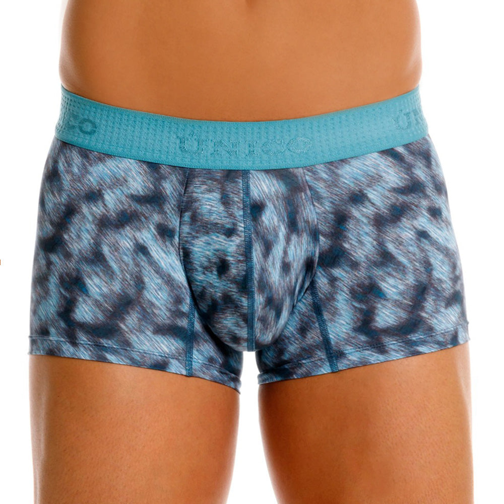 MUNDO ÚNICO Blue Diagonally Printed Short Boxer Briefs (BOXER CORTO SESGADO AZUL)