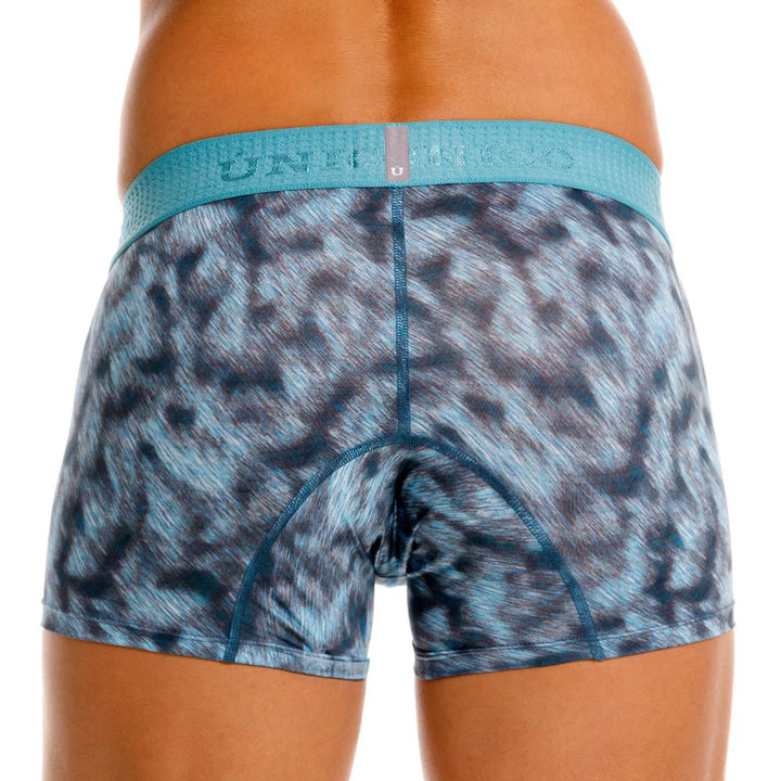 MUNDO ÚNICO Blue Diagonally Printed Short Boxer Briefs (BOXER CORTO SESGADO AZUL)