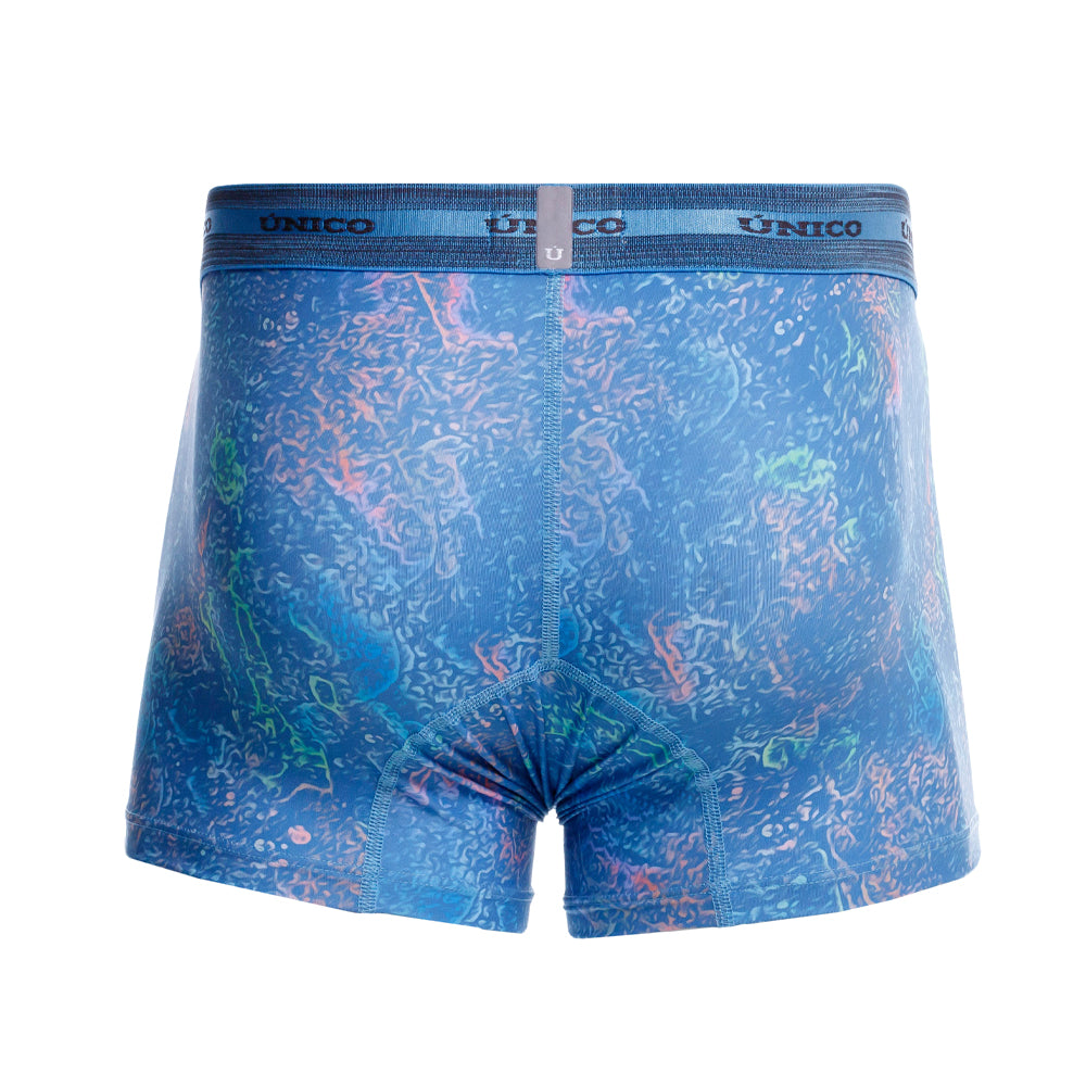 Mundo Unico men's blue printed microfiber short boxer Teorema – back view