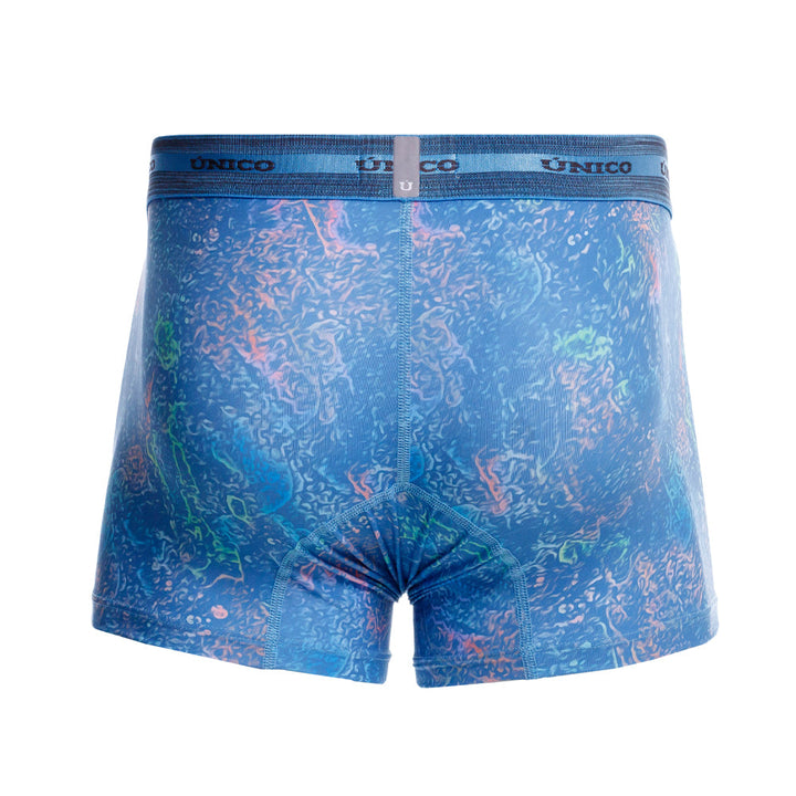 Mundo Unico men's blue printed microfiber short boxer Teorema – back view