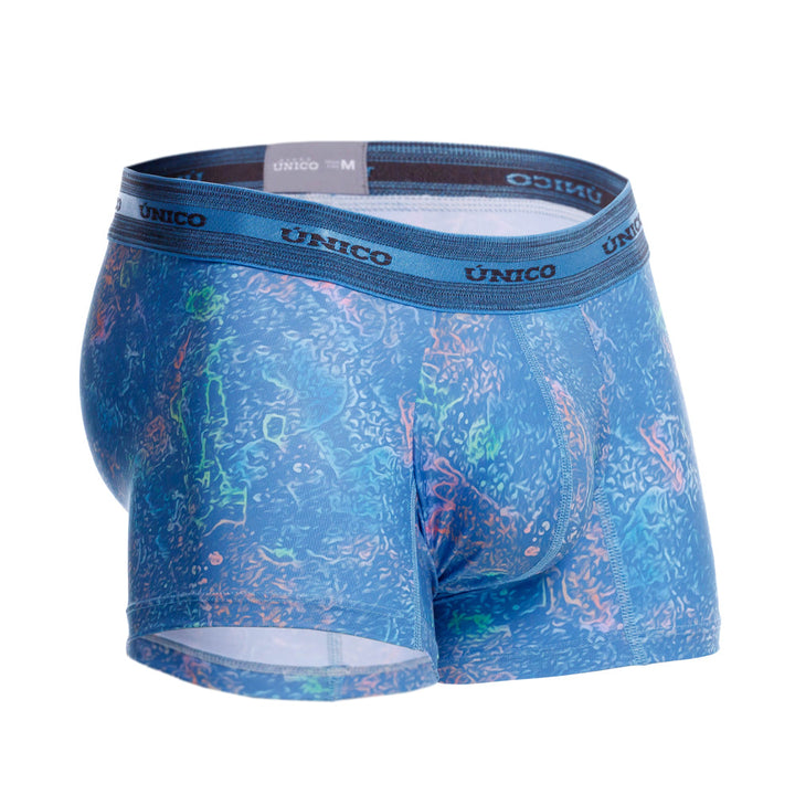 Mundo Unico men's blue printed microfiber short boxer Teorema – side view