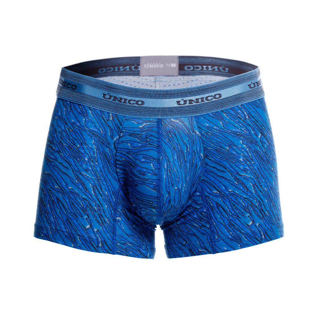 Mundo Unico men's blue microperforated microfiber short boxer Torzal – front view
