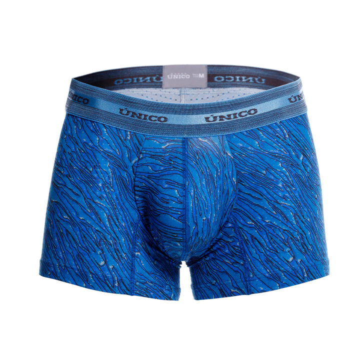 Mundo Unico men's blue microperforated microfiber short boxer Torzal – front view