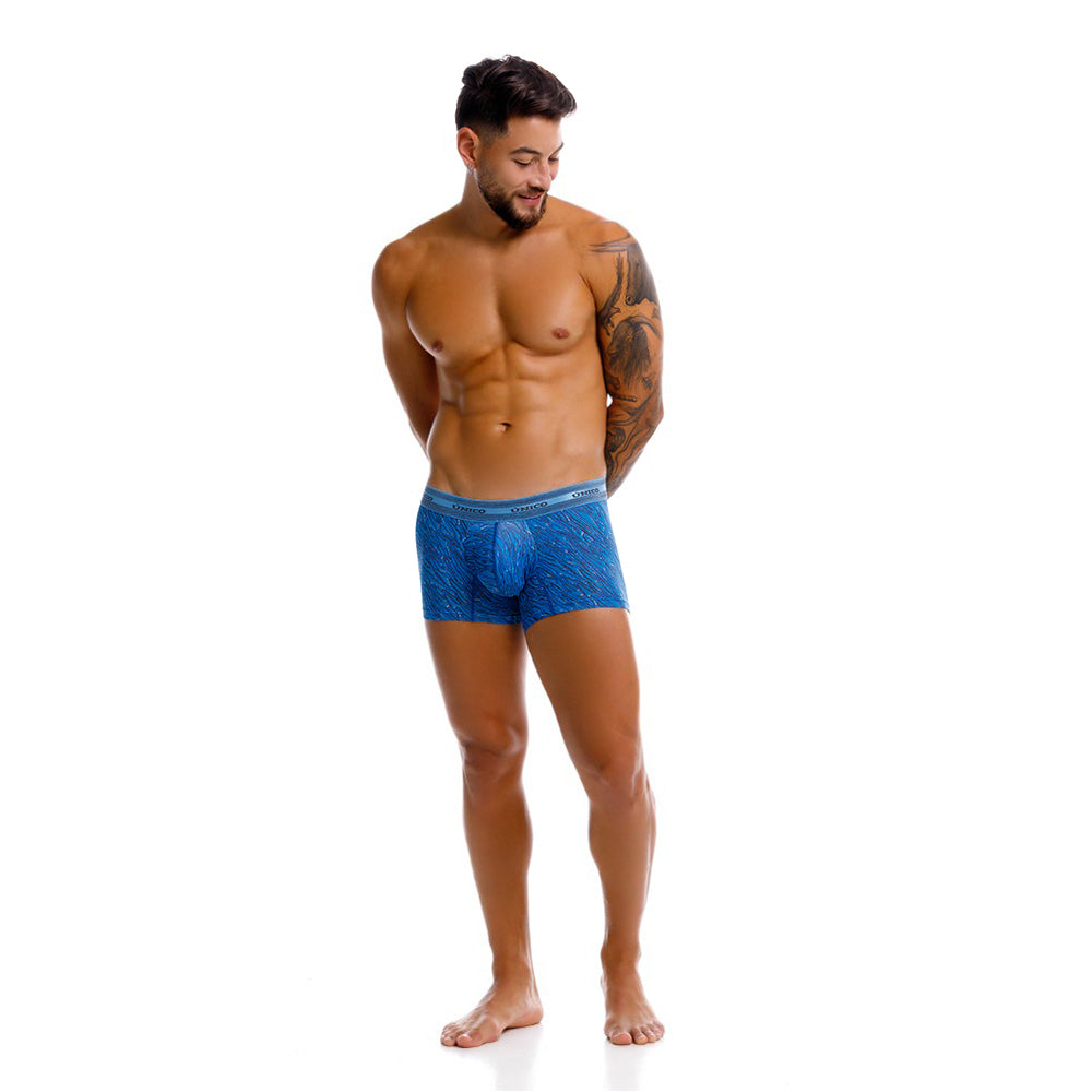 Mundo Unico men's blue microperforated microfiber short boxer Torzal – back view