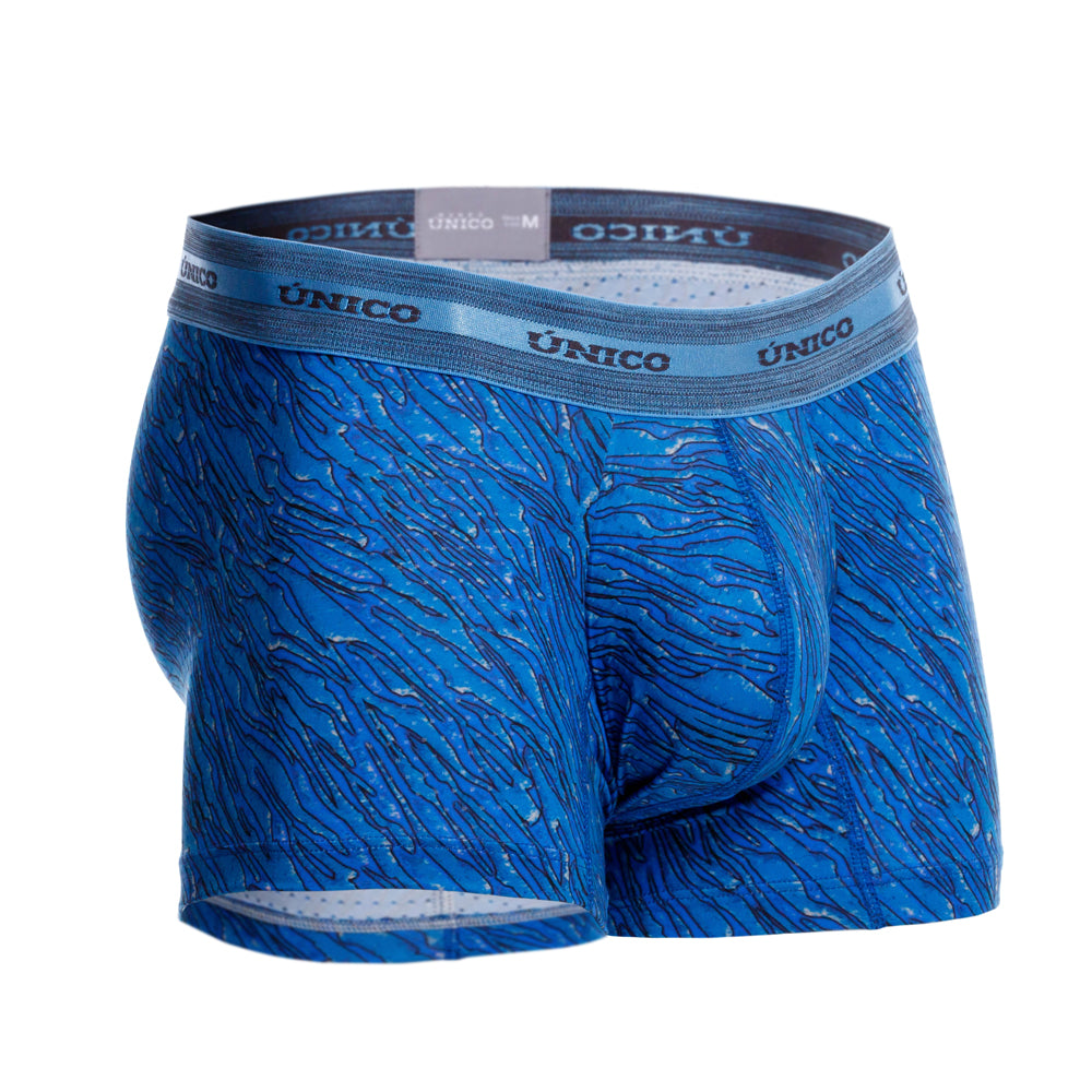 Mundo Unico men's blue microperforated microfiber short boxer Torzal – detail view