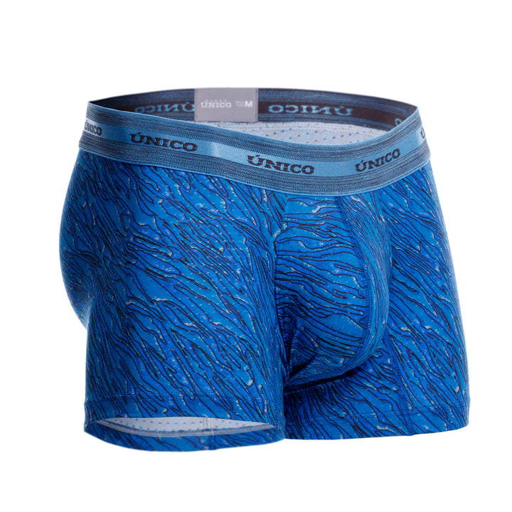 Mundo Unico men's blue microperforated microfiber short boxer Torzal – detail view