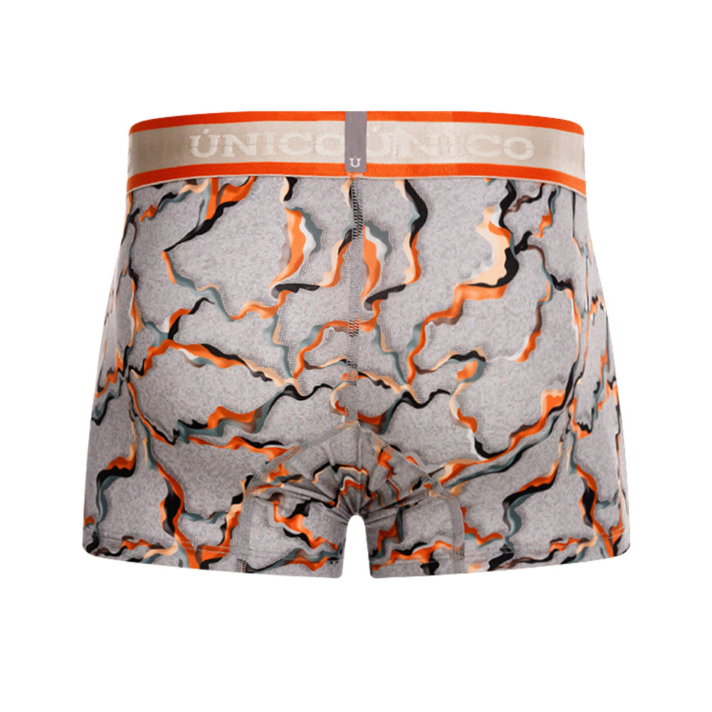 Mundo Unico Men’s Boxer Corto Trascender Gris - Printed Microfiber Short Boxer Briefs with Suspension Pouch