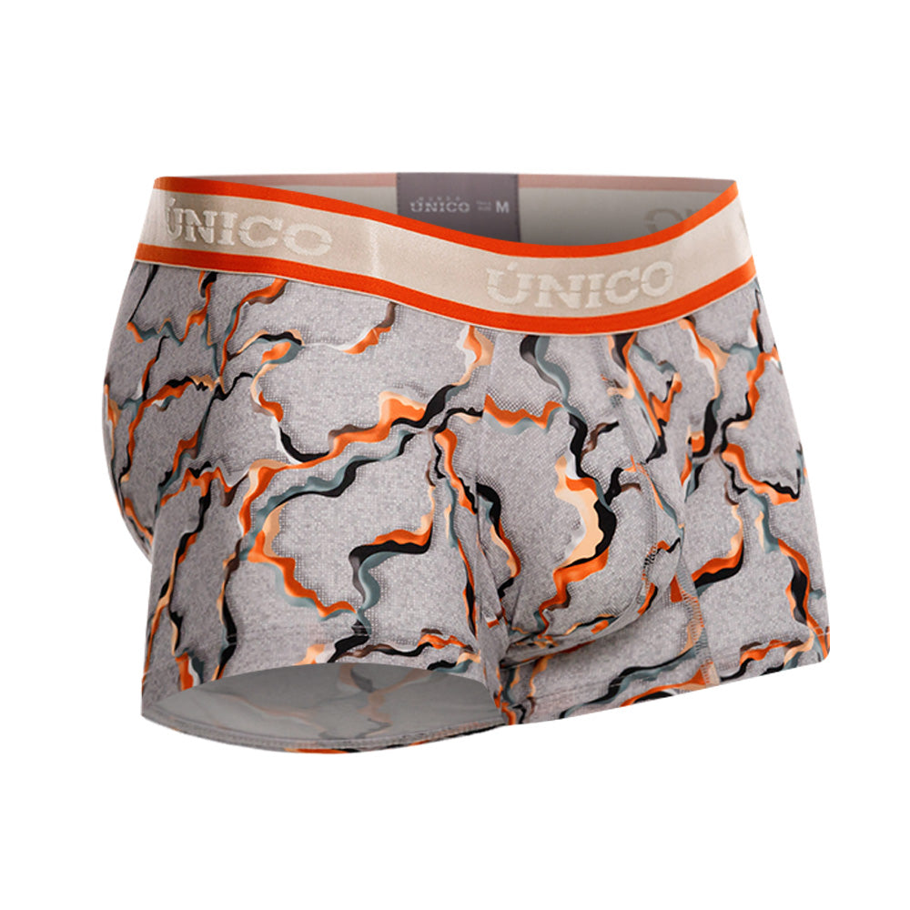 Mundo Unico Men’s Boxer Corto Trascender Gris - Printed Microfiber Short Boxer Briefs with Suspension Pouch