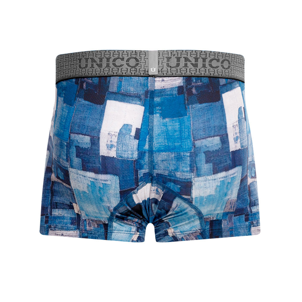Mundo Unico Men's Trozo Azul Short Boxer Briefs - Breathable Microfiber Support Trunk