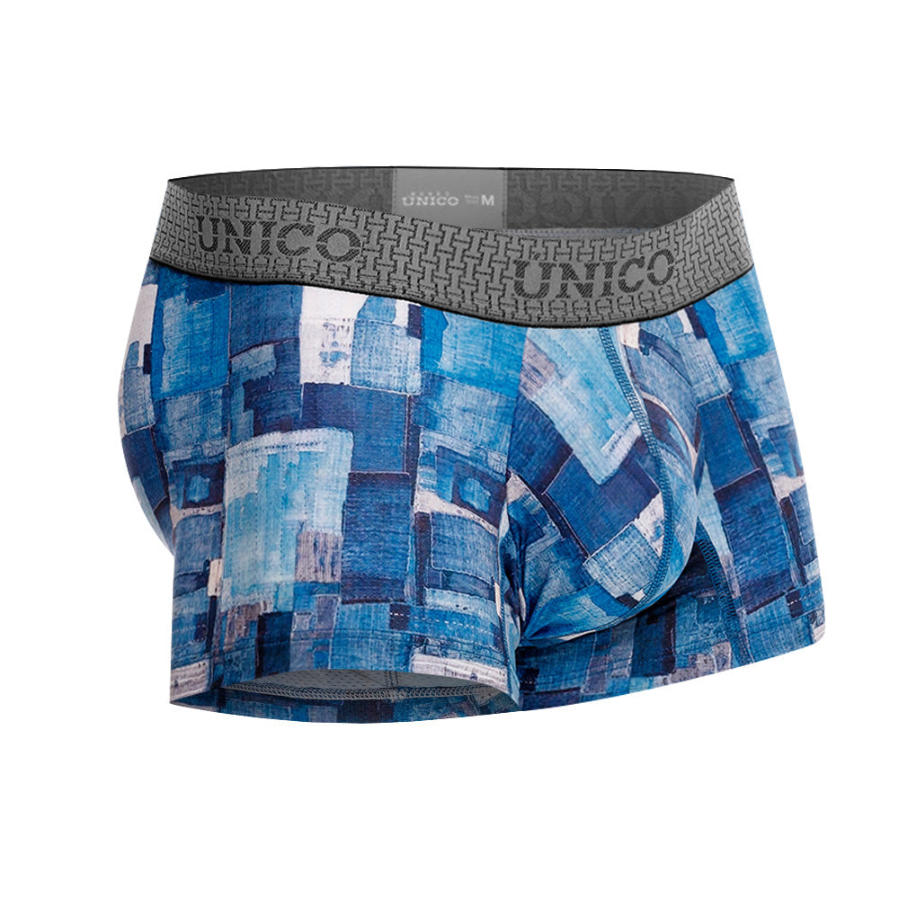 Mundo Unico Men's Trozo Azul Short Boxer Briefs - Breathable Microfiber Support Trunk