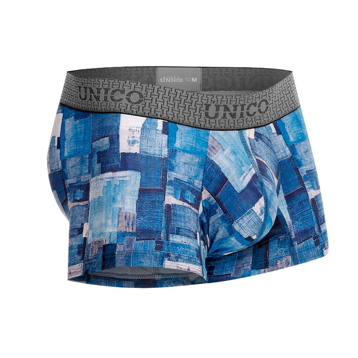 Mundo Unico Men's Trozo Azul Short Boxer Briefs - Breathable Microfiber Support Trunk