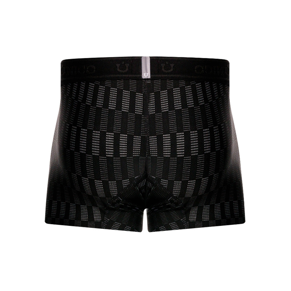Unico Lyra Men's Short Boxer Brief - Black Jacquard Microfibre Trunk