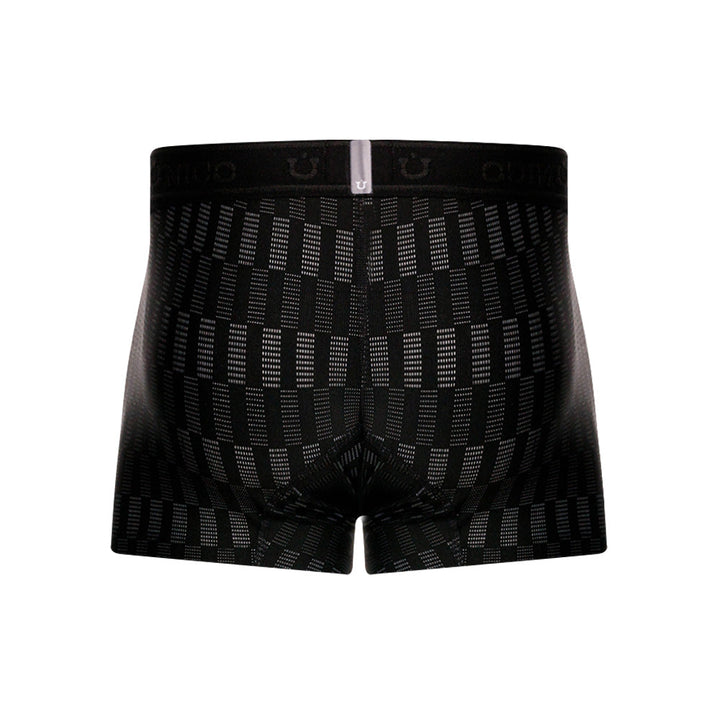 Unico Lyra Men's Short Boxer Brief - Black Jacquard Microfibre Trunk